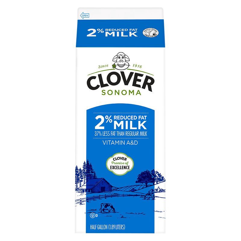 slide 1 of 1, Clover Stornetta Farms Clover Sonoma 2% Milk - 0.5gal, 1/2 gal