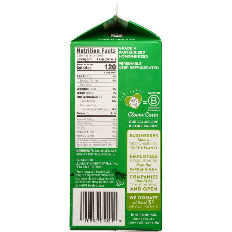 slide 6 of 7, Clover Sonoma 1% Milk - 0.5gal, 1/2 gal