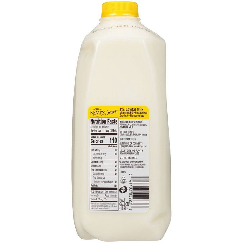 slide 2 of 13, Kemps 1% Milk - 0.5gal, 1/2 gal