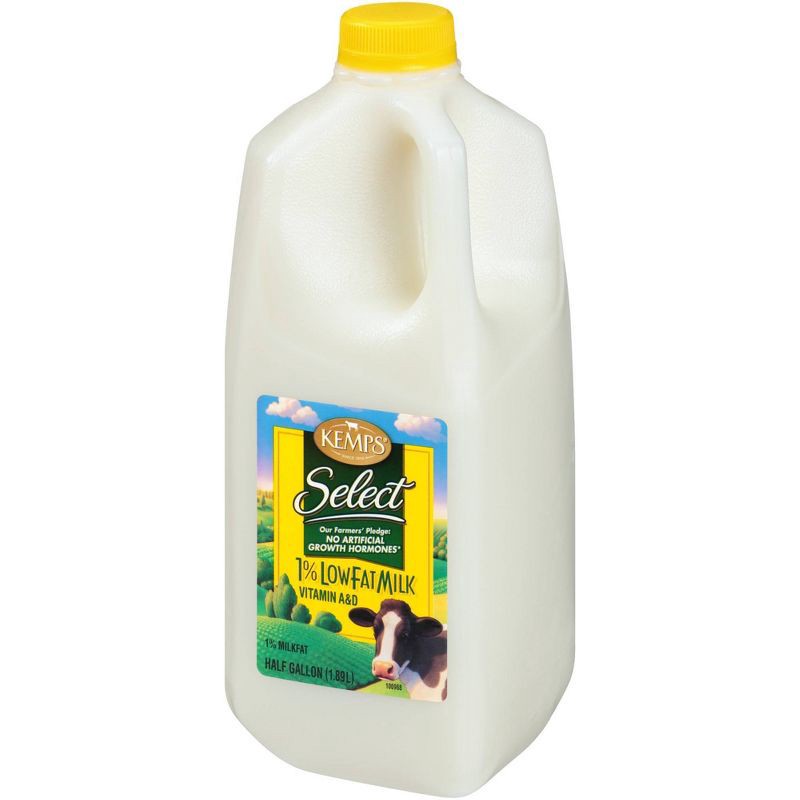 slide 5 of 13, Kemps 1% Milk - 0.5gal, 1/2 gal