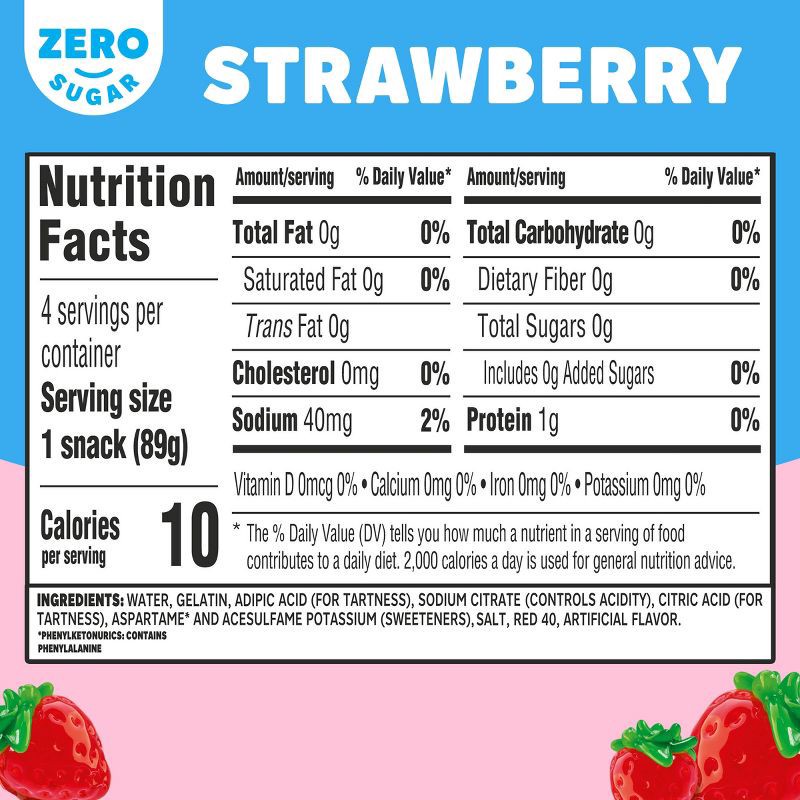 slide 2 of 9, Jell-O Strawberry Sugar Free Jello Cups Gelatin Snack - 12.5oz/4ct, 4 ct; 12.5 oz