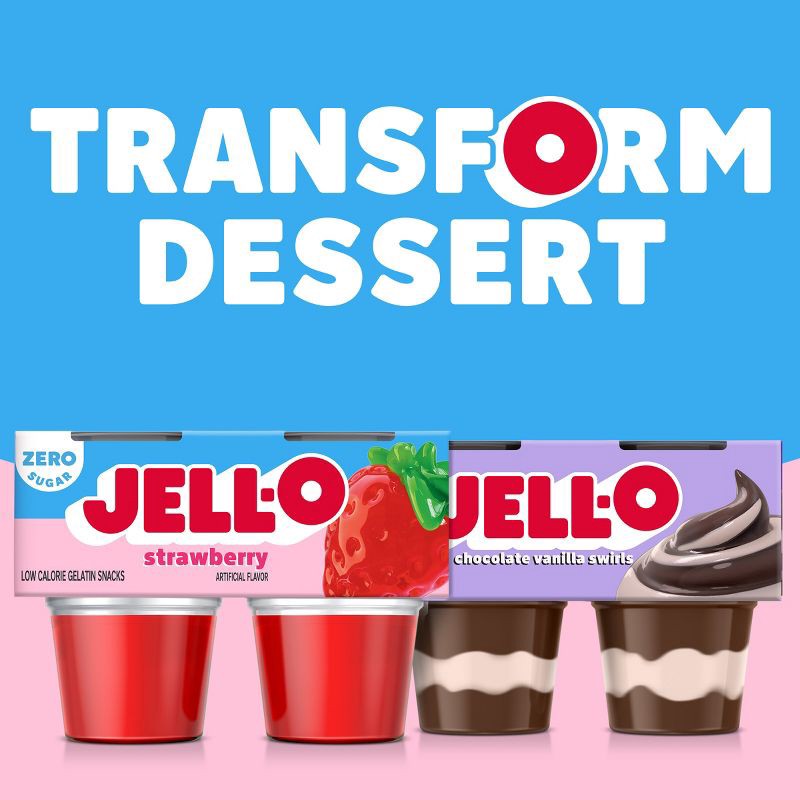 slide 7 of 11, Jell-O Strawberry Sugar Free Jello Cups Gelatin Snack - 12.5oz/4ct, 4 ct; 12.5 oz