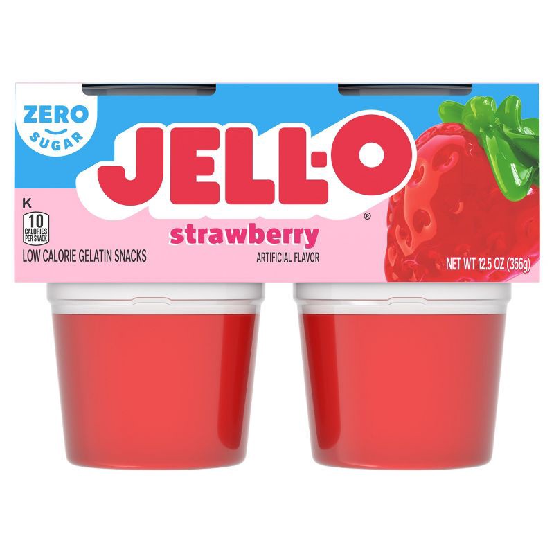 slide 9 of 11, Jell-O Strawberry Sugar Free Jello Cups Gelatin Snack - 12.5oz/4ct, 4 ct; 12.5 oz