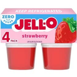Jell-O Strawberry Sugar Free Jello Cups Gelatin Snack - 12.5oz/4ct