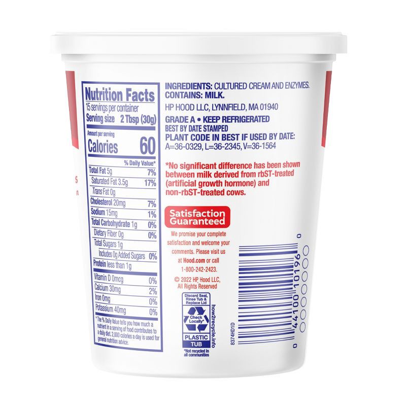 slide 2 of 5, Hood Sour Cream - 16oz, 16 oz