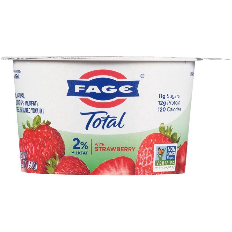 slide 1 of 3, Fage Total 2% Strawberry Greek Yogurt - 12g Protein 5.3oz, 12 gram, 5.3 oz