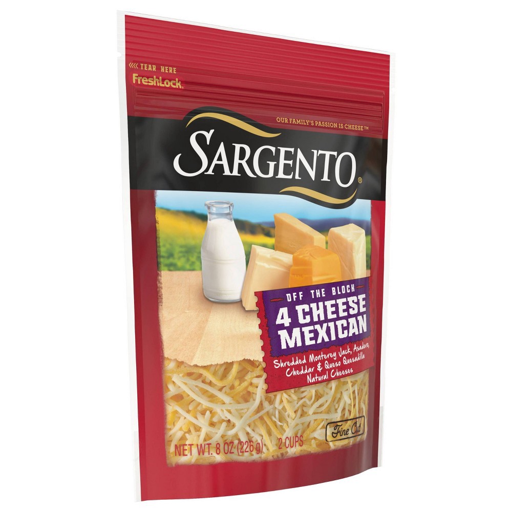 slide 3 of 5, Sargento Off The Block Four Cheese - Mexican Shredded & Fine Cut, 8 oz