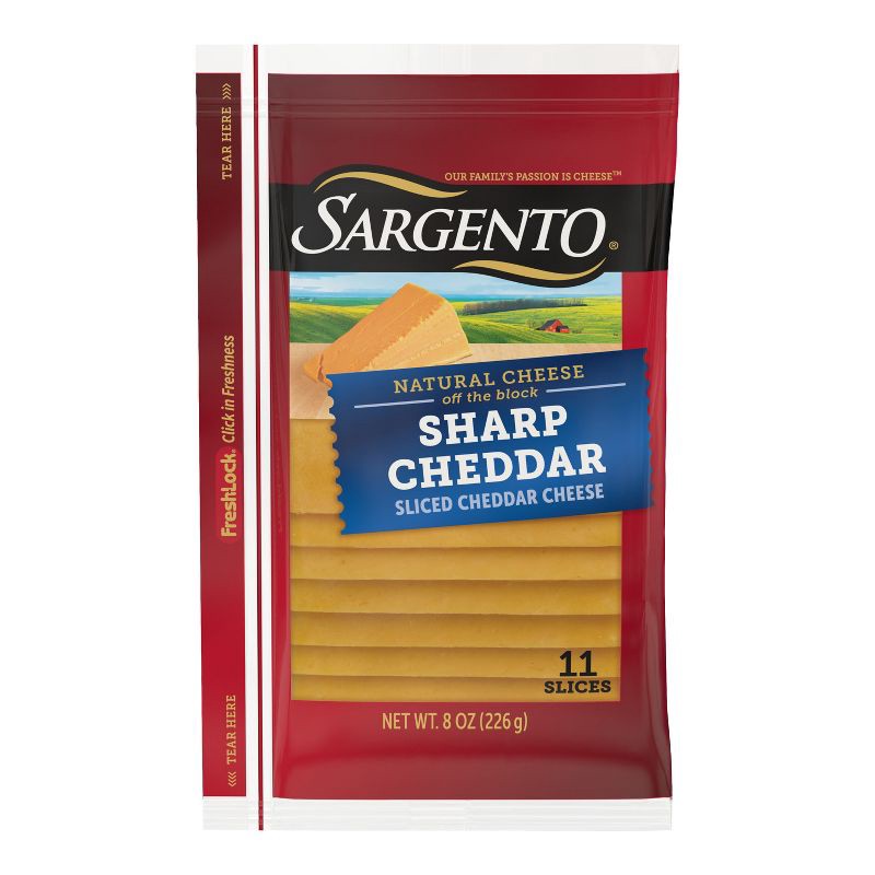 slide 1 of 8, Sargento Natural Sharp Cheddar Sliced Cheese - 8oz/11 slices, 8 oz