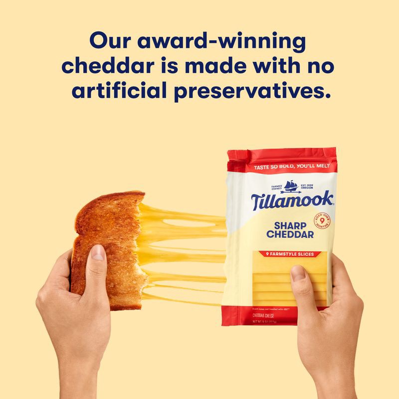 slide 5 of 9, Tillamook Farmstyle Sharp Cheddar Cheese Slices - 8oz/9 slices, 8 oz