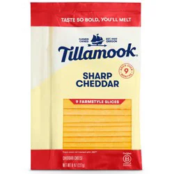 Tillamook Farmstyle Sharp Cheddar Cheese Slices - 8oz/9 slices