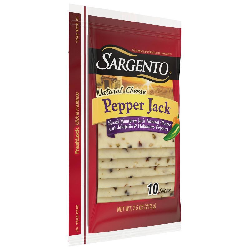 slide 4 of 8, Sargento Natural Pepper Jack Sliced Cheese - 7.5oz/10 slices, 7.5 oz