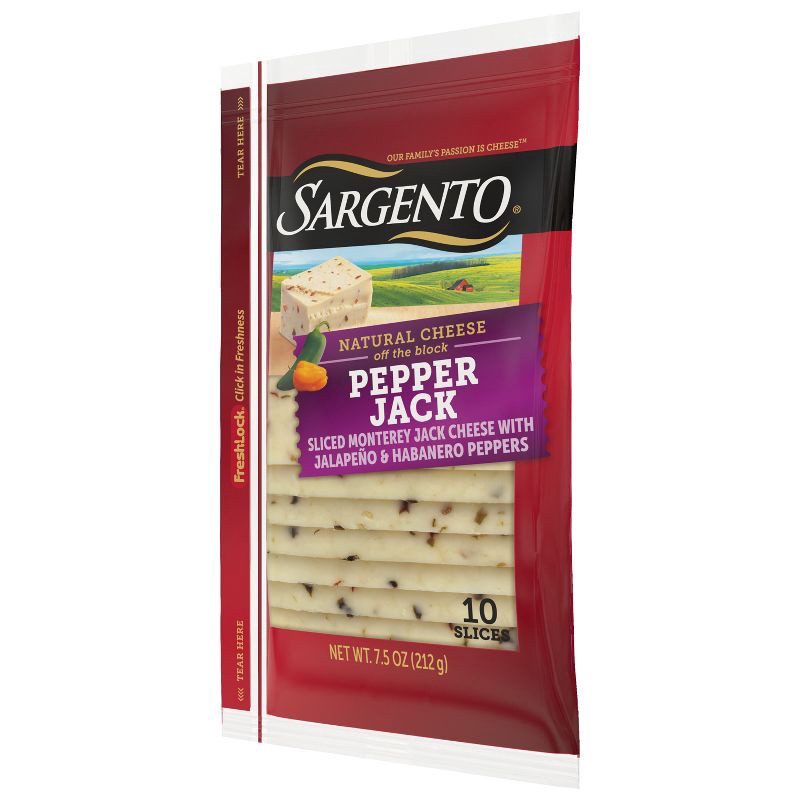 slide 5 of 8, Sargento Natural Pepper Jack Sliced Cheese - 7.5oz/10 slices, 7.5 oz