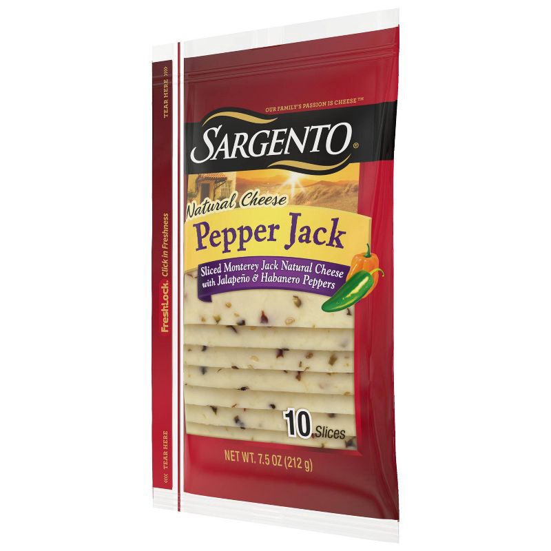 slide 5 of 8, Sargento Natural Pepper Jack Sliced Cheese - 7.5oz/10 slices, 7.5 oz