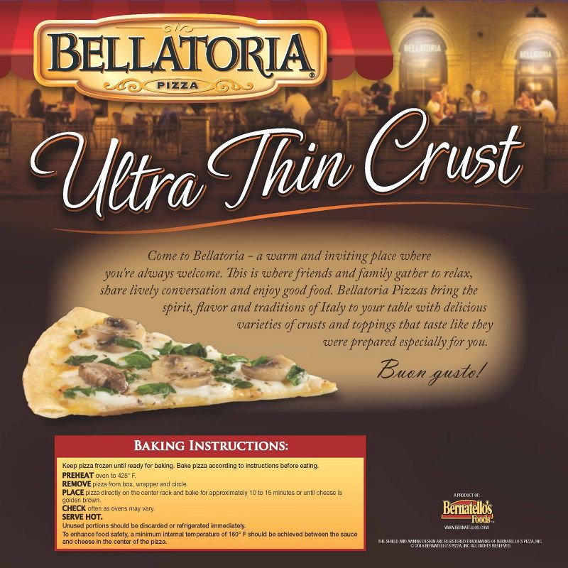 slide 2 of 3, Bellatoria Ultra Thin Crust Roasted Mushroom N' Spinach Frozen Pizza - 12.76oz, 12.76 oz