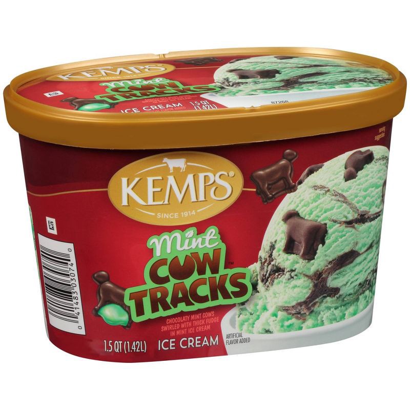 slide 2 of 5, Kemps Mint Cow Tracks Premium Ice Cream - 48oz, 48 oz