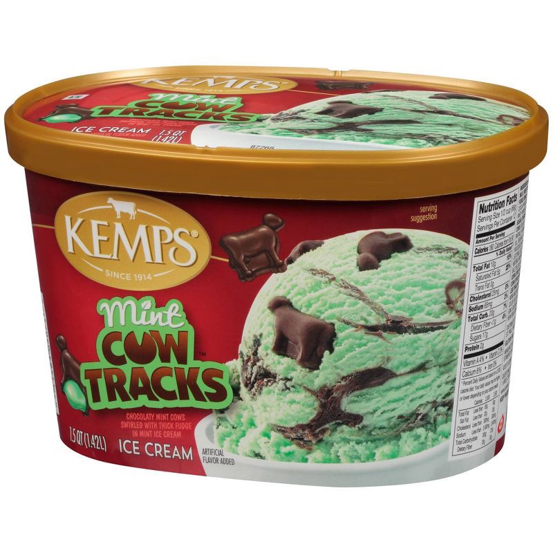 slide 3 of 5, Kemps Mint Cow Tracks Premium Ice Cream - 48oz, 48 oz