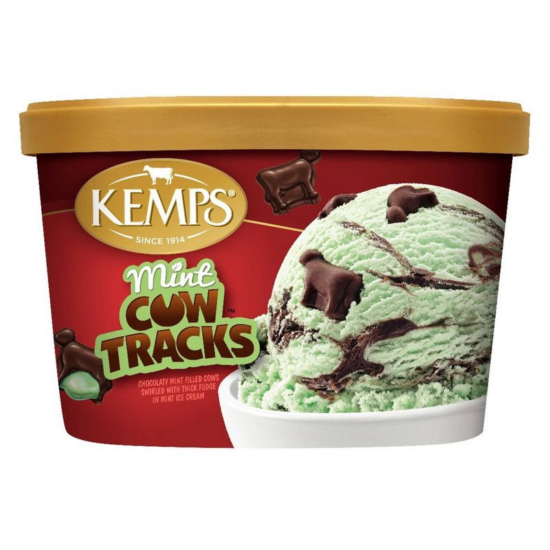 slide 1 of 5, Kemps Mint Cow Tracks Premium Ice Cream - 48oz, 48 oz
