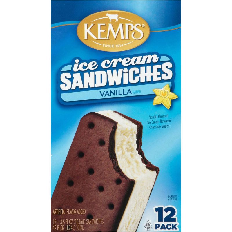 slide 1 of 6, Kemps Vanilla Ice Cream Sandwiches - 12pk, 12 ct