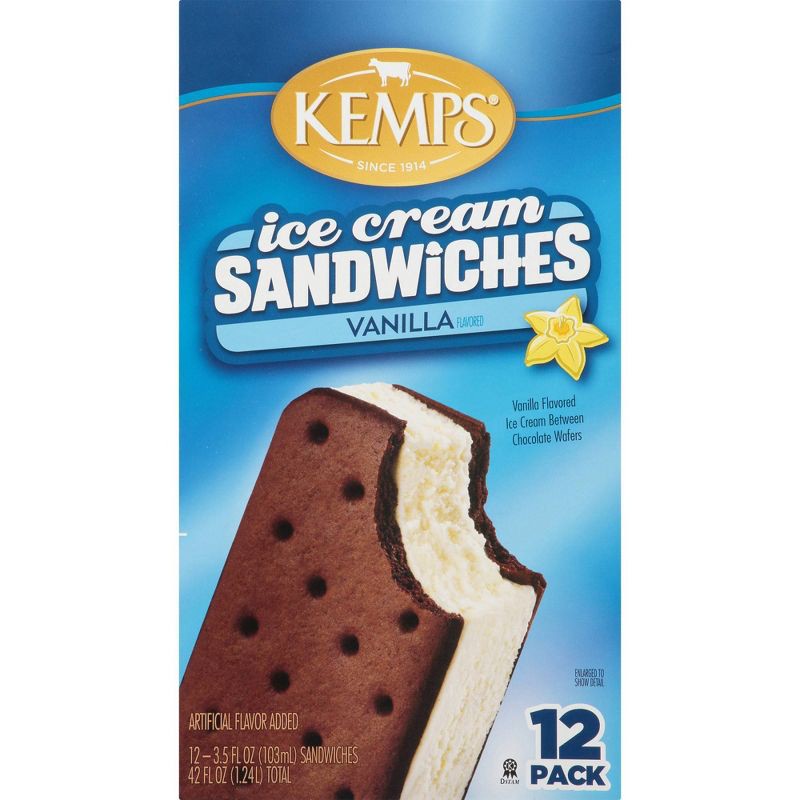 slide 1 of 6, Kemps Vanilla Ice Cream Sandwiches - 12pk, 12 ct