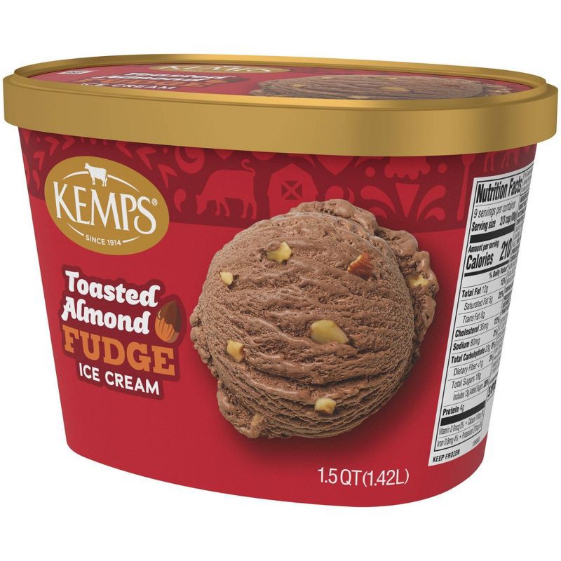 slide 4 of 6, Kemps Old Fashioned Toasted Almond Fudge Ice Cream - 48oz, 48 oz