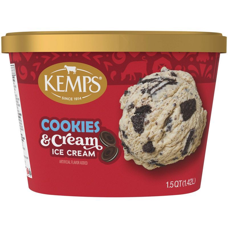 slide 2 of 8, Kemps Cookies & Cream Premium Ice Cream - 48oz, 48 oz