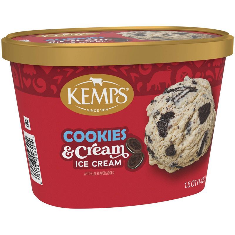slide 3 of 8, Kemps Cookies & Cream Premium Ice Cream - 48oz, 48 oz