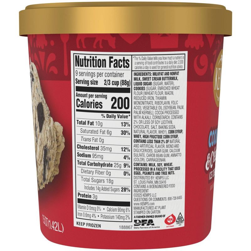 slide 6 of 8, Kemps Cookies & Cream Premium Ice Cream - 48oz, 48 oz