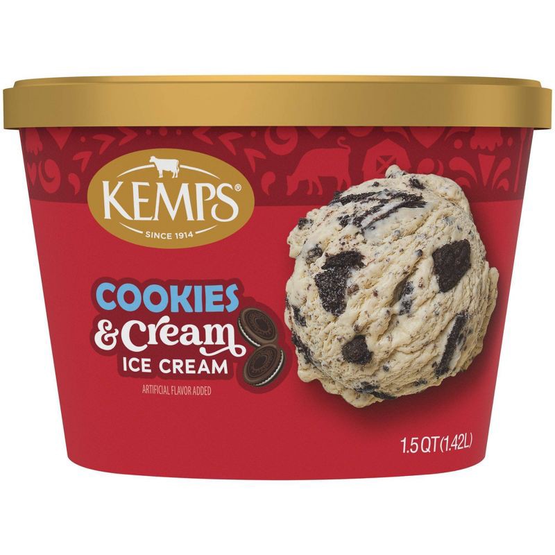 slide 1 of 8, Kemps Cookies & Cream Premium Ice Cream - 48oz, 48 oz