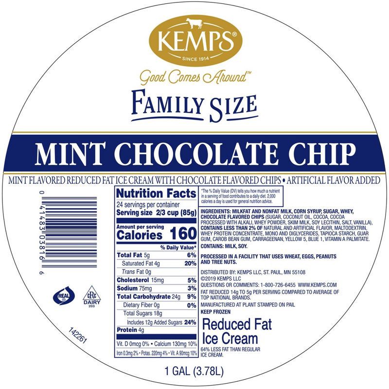 slide 4 of 5, Kemps Mint Chocolate Chip Ice Cream - 128oz, 128 oz