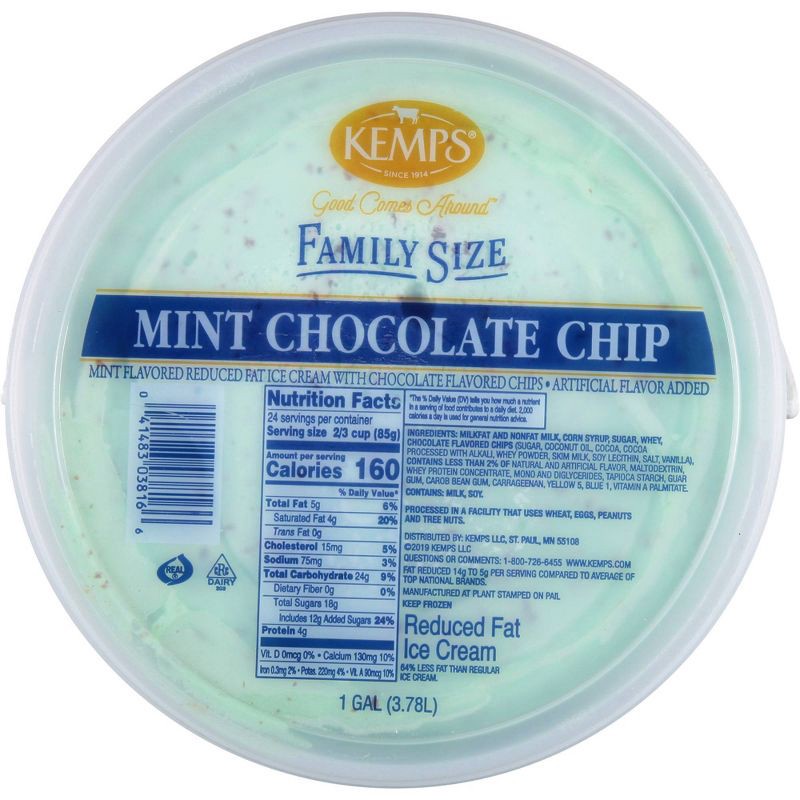 slide 5 of 5, Kemps Mint Chocolate Chip Ice Cream - 128oz, 128 oz