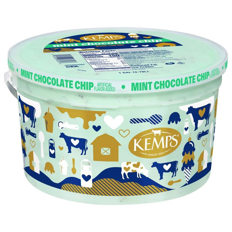 slide 8 of 11, Kemps Mint Chocolate Chip Ice Cream - 128oz, 128 oz