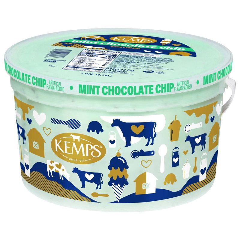 slide 9 of 11, Kemps Mint Chocolate Chip Ice Cream - 128oz, 128 oz