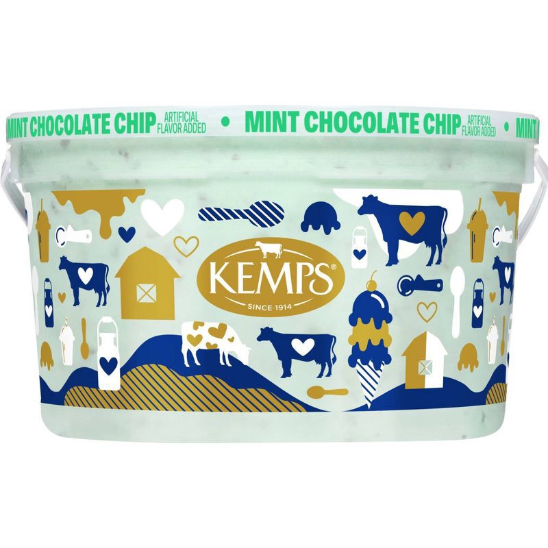 slide 1 of 11, Kemps Mint Chocolate Chip Ice Cream - 128oz, 128 oz