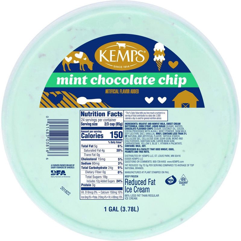 slide 10 of 11, Kemps Mint Chocolate Chip Ice Cream - 128oz, 128 oz