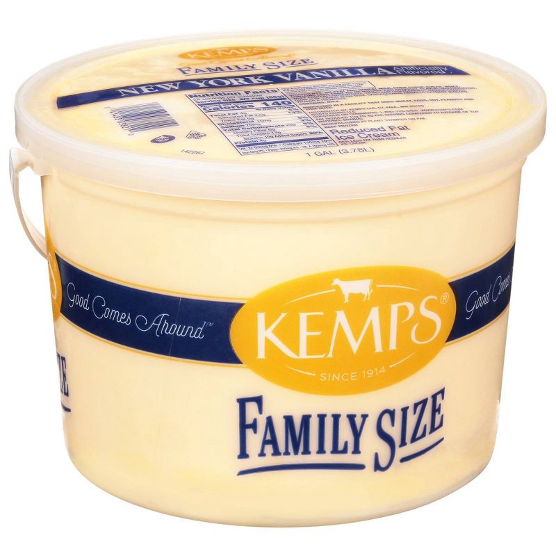slide 2 of 5, Kemps New York Vanilla Reduced Fat Ice Cream - 128oz, 128 oz