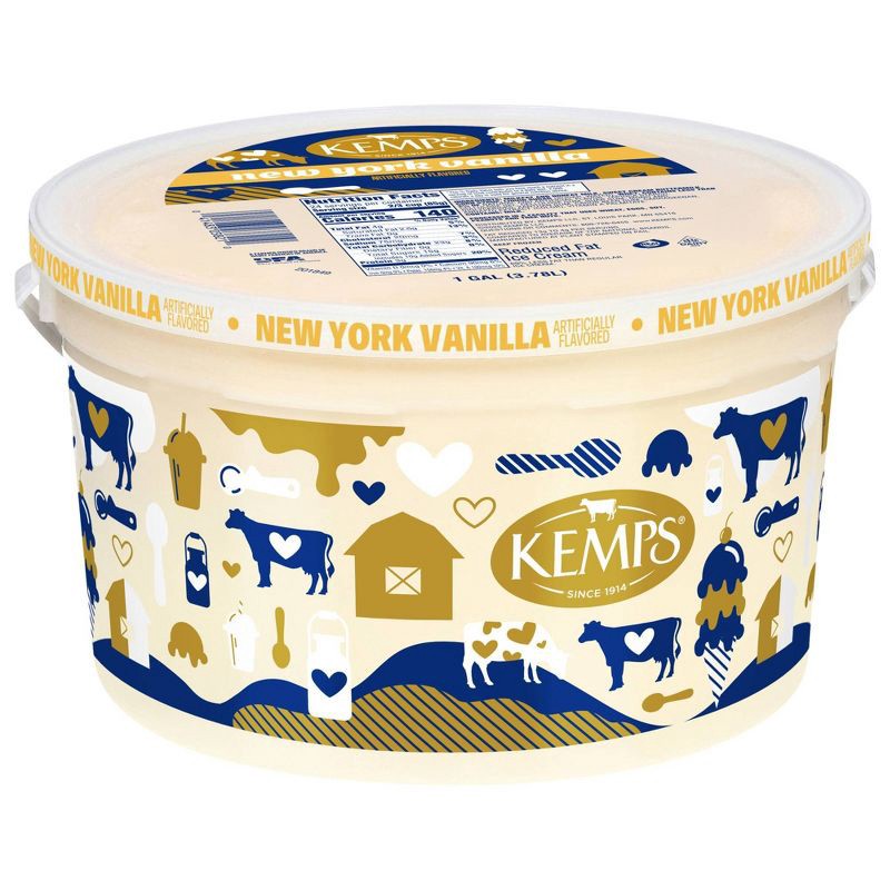 slide 8 of 11, Kemps New York Vanilla Reduced Fat Ice Cream - 128oz, 128 oz