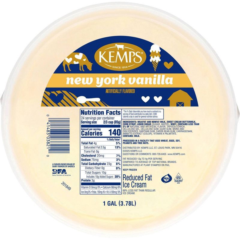 slide 10 of 11, Kemps New York Vanilla Reduced Fat Ice Cream - 128oz, 128 oz