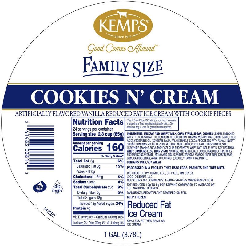 slide 6 of 6, Kemps Cookies & Cream Ice Cream - 128oz, 128 oz