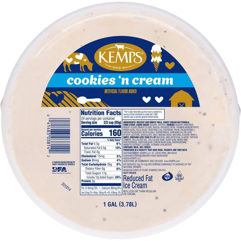 slide 10 of 11, Kemps Cookies & Cream Ice Cream - 128oz, 128 oz