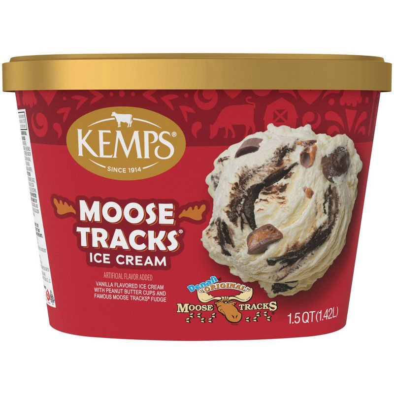 slide 2 of 8, Kemps Moose Tracks Premium Ice Cream - 48oz, 48 oz
