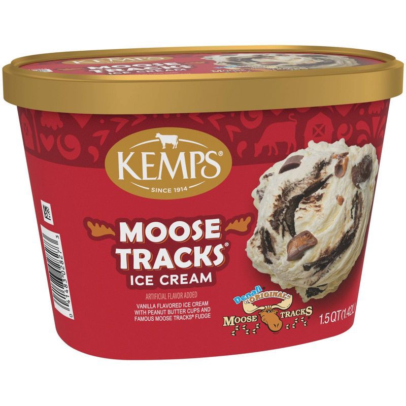 slide 3 of 8, Kemps Moose Tracks Premium Ice Cream - 48oz, 48 oz