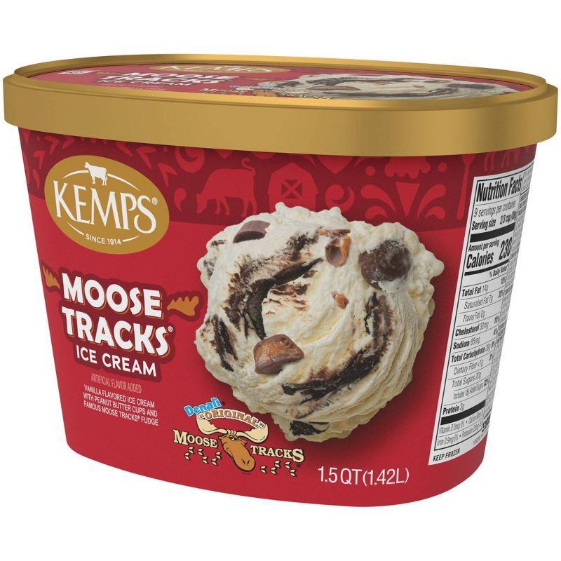slide 4 of 8, Kemps Moose Tracks Premium Ice Cream - 48oz, 48 oz