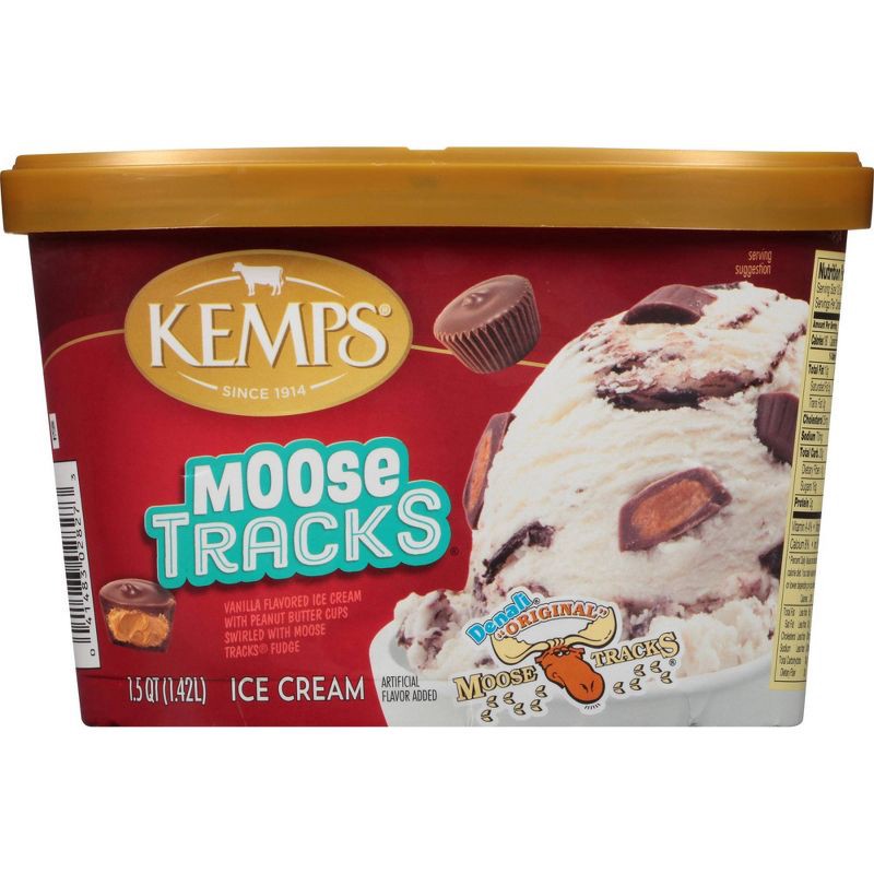 slide 1 of 5, Kemps Moose Tracks Premium Ice Cream - 48oz, 48 oz