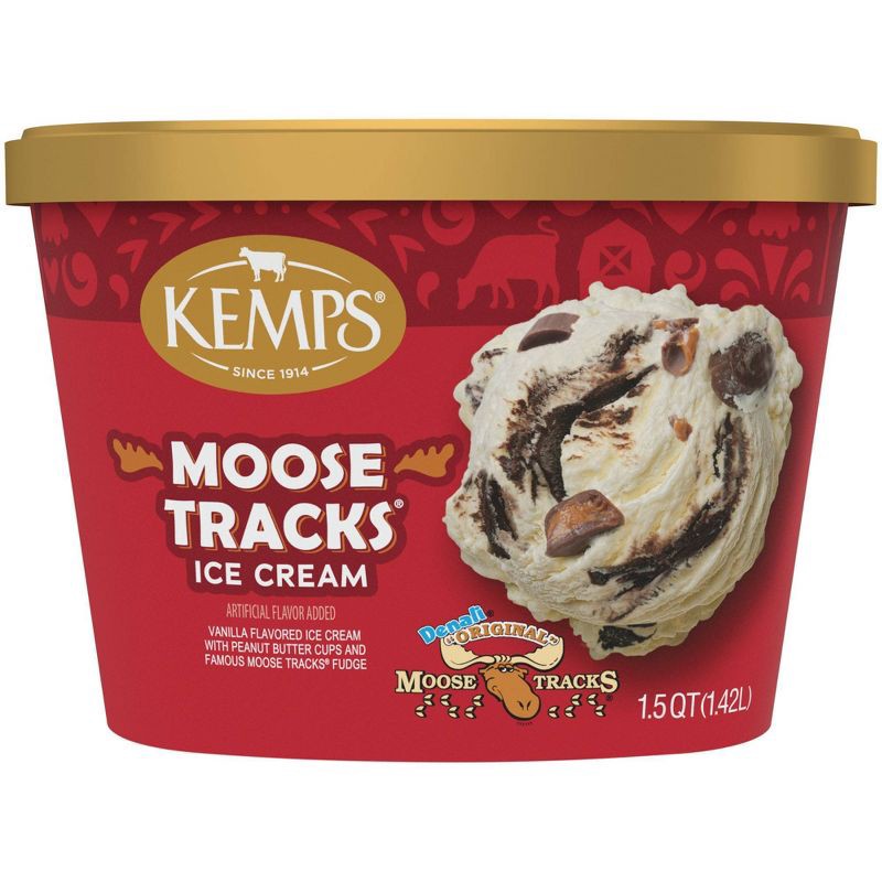 slide 1 of 8, Kemps Moose Tracks Premium Ice Cream - 48oz, 48 oz