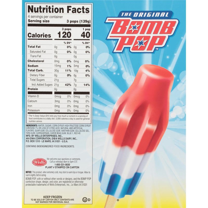 slide 6 of 8, Bomb Pop Original (Cherry, Lime, Blue Raspberry) Frozen Bars - 21 fl oz /12ct, 21 fl oz, 12 ct