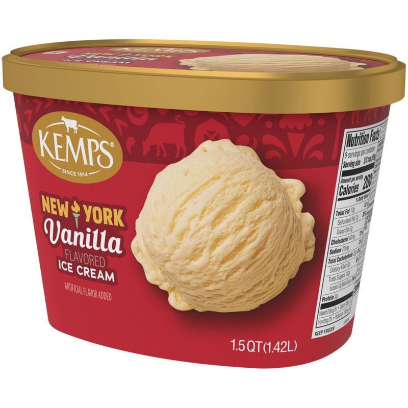 slide 4 of 8, Kemps New York Vanilla Premium Ice Cream - 48oz, 48 oz