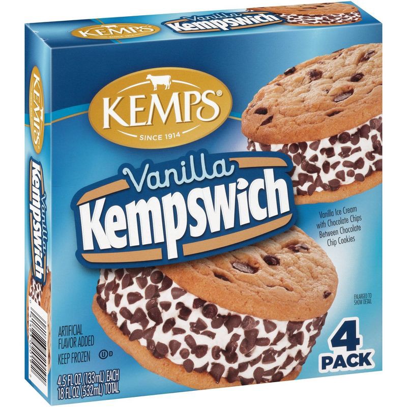 slide 2 of 5, Kemps Vanilla Frozen Kempswich - 4pk, 4 ct