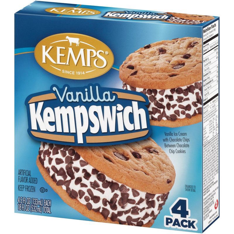 slide 3 of 5, Kemps Vanilla Frozen Kempswich - 4pk, 4 ct