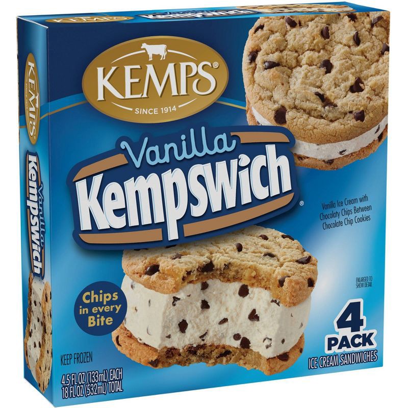 slide 3 of 8, Kemps Vanilla Frozen Kempswich - 4pk, 4 ct