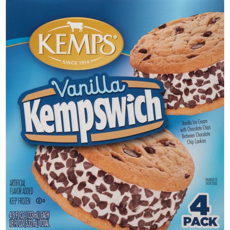 slide 1 of 5, Kemps Vanilla Frozen Kempswich - 4pk, 4 ct